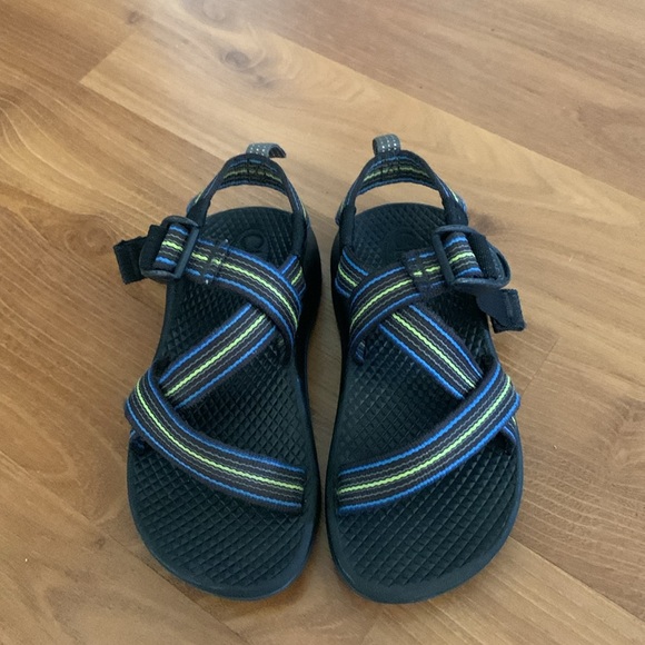 Chaco Z1 EcoTread Spark Striped Blue & Green Hiking Outdoor Sandals Kids Size 11 - Picture 12 of 13